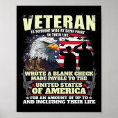 Veteraan schreef blanco cheque militaire veteraan  poster (Voorkant)