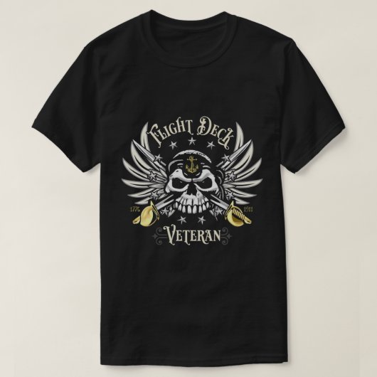 Veteraan Skull Naval Aviation Design T- T-shirt (Design voorkant)
