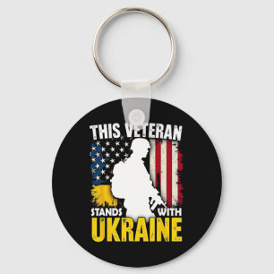 Veteraan Staat Met Oekraïne - Patriotische Amerika Sleutelhanger