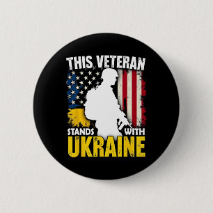 Veteraan staat met Oekraïne - Patriottische Amerik Ronde Button 5,7 Cm