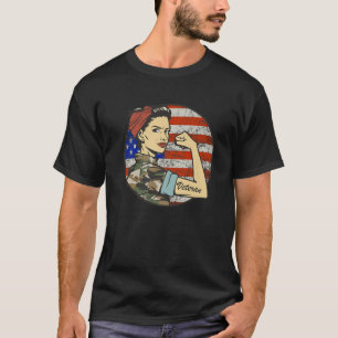 Veteraan Sterke vrouwelijke veteraan van het Ameri T-shirt