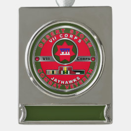 Veteraan Storm Armored Corps Desert Verzilverd Banner Ornament