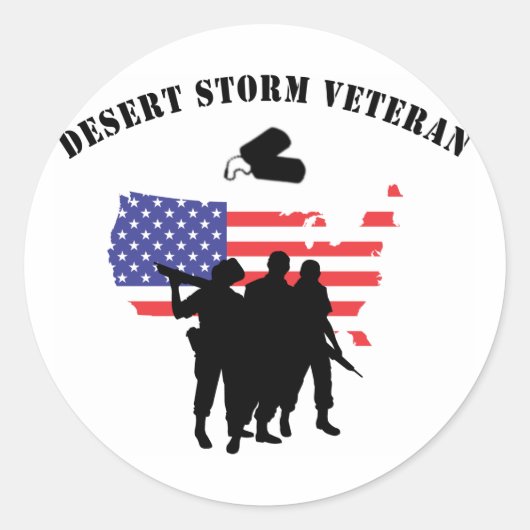 Veteraan Storm woestijn Ronde Sticker (Voorkant)
