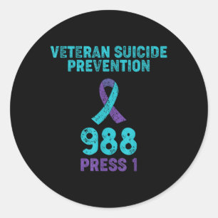 Veteraan Suicide Awareness - 988 Shirt - Suicide P Ronde Sticker