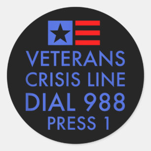 Veteraan Suicide Awareness - 988 Shirt - Suicide P Ronde Sticker