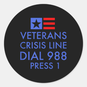 Veteraan Suicide Awareness - 988 Shirt - Suicide P Ronde Sticker