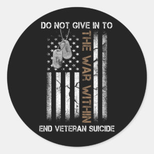 Veteraan Suicide Awareness De oorlog binnen Patrio Ronde Sticker