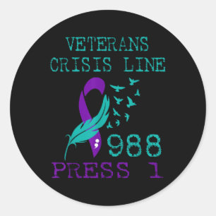 Veteraan Suicide Awareness Prevention Hotline 988 Ronde Sticker