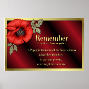 Veteraan Tribut met rode papaver Poster