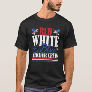 Veteraan US Flag Red White & Blue Teacher Crew T-shirt