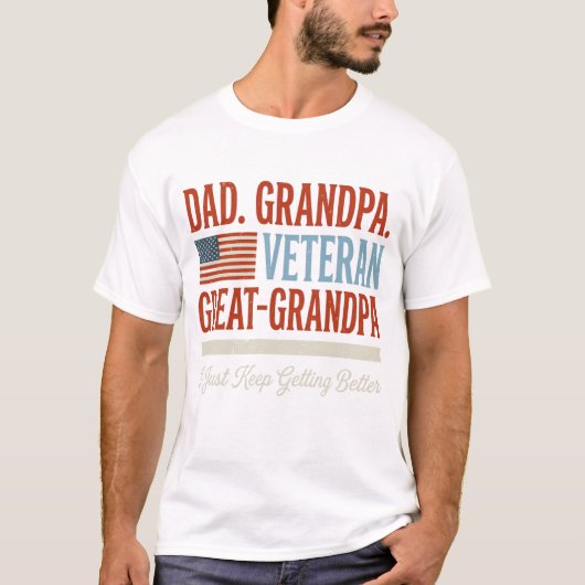 Veteraan Vader Opa Oudoom Patriottisch T-shirt (Voorkant)