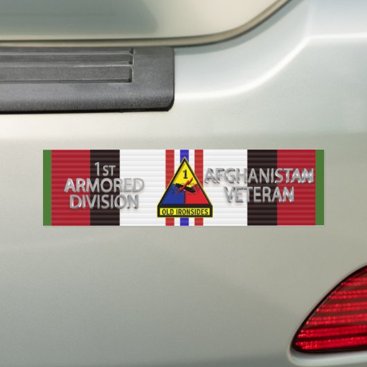 veteraan van de 1e gepantserde divisie in Afghanis Bumpersticker (Op auto)