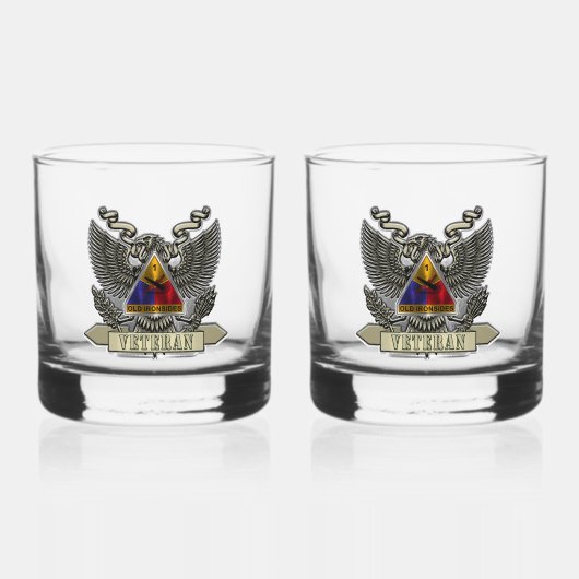 Veteraan van de 1e Pantserdivisie Whisky Glas (Voorkant)