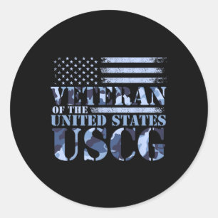 Veteraan van de Verenigde Staten USCG Camo America Ronde Sticker