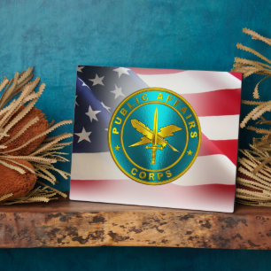 Veteraan van het leger voor openbare aangelegenhed fotoplaat