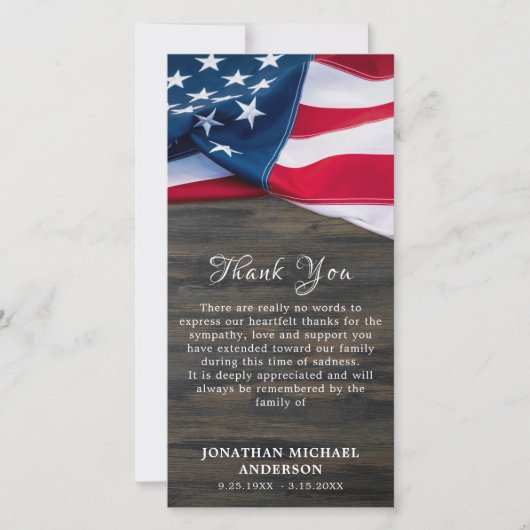 Veteraan van het Memorial Veteran van het militair Bedankkaart (Voorkant)