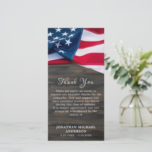 Veteraan van het Memorial Veteran van het militair Bedankkaart (Staand voorkant)