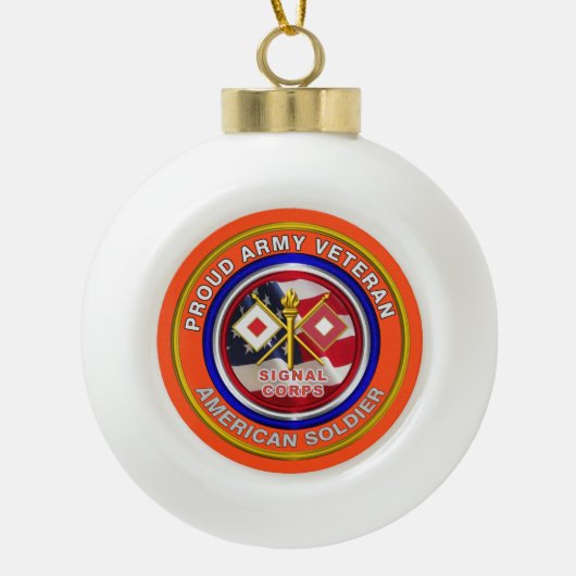 Veteraan van het rode legersignaal keramische bal ornament (Voorkant)