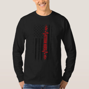 Veteraan Verpleegster Hartslag VS Vlag Veteraan Ve T-shirt