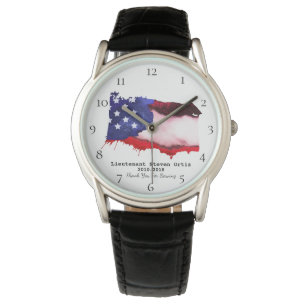 *~* Veteraan Veteraan VS Militair Rood Blauw Horloge