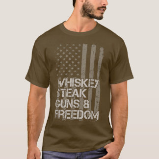 Veteraan Veteran US Flag Whiskey Steak Pistolen Fr T-shirt
