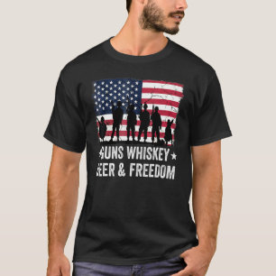 Veteraan Veteran Veteran Vlag Pistolen Whiskey Bee T-shirt