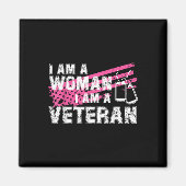 Veteraan Vrouw Roze Vlag Veteranen Dag Magneet (Voorkant)