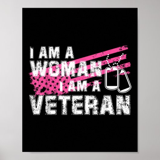 Veteraan Vrouw Roze Vlag Veteranen Dag Poster (Voorkant)