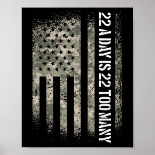 Veteraan zelfmoord bewustzijn USA vlag 22 per dag  Poster