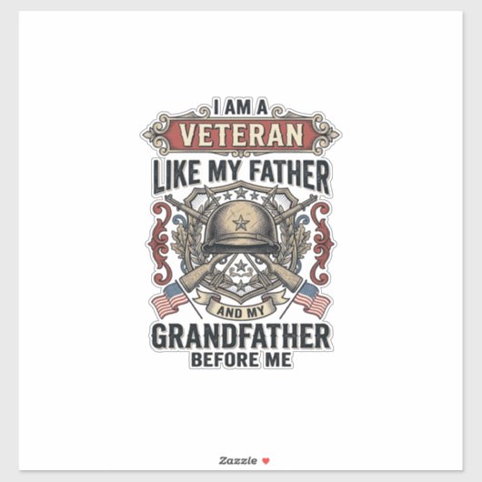 Veteraan zoals mijn vader grootvader voor mij ontw sticker (Vel)