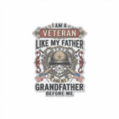 Veteraan zoals mijn vader grootvader voor mij ontw sticker (Voorkant)