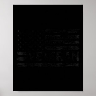 Veteraan Zwarde Vintage Usa Vlag Vaderdag Patriot Poster