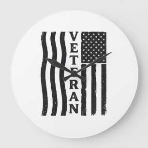 Veteraans Amerikaanse Vlag Vintage Vector T-shirt  Grote Klok