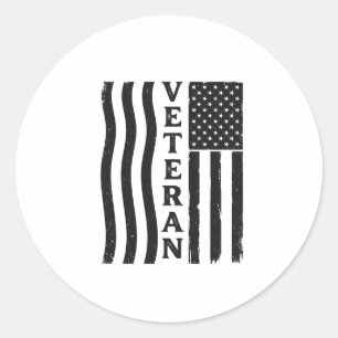 Veteraans Amerikaanse Vlag Vintage Vector T-shirt  Ronde Sticker