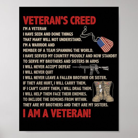Veteraan's creed Ik ben een veteraan die nu klaar Poster (Voorkant)