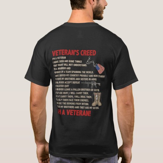 Veteraan's creed Ik ben een veteraan die nu klaar  T-shirt (Achterkant)