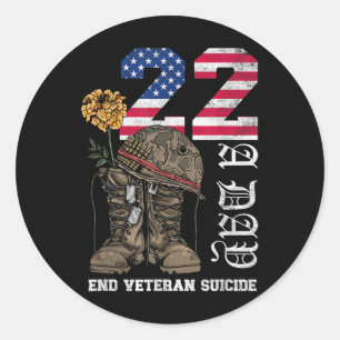 Veteran 22 A Day Take Their Lives End Veteran Suic Ronde Sticker
