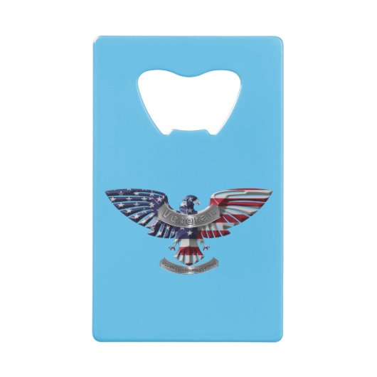 Veteran American Eagle "Proud to Served" Creditkaart Flessenopener (Voorkant)