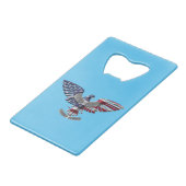 Veteran American Eagle "Proud to Served" Creditkaart Flessenopener (Voorkant Gekanteld)