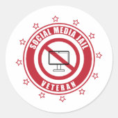 Veteran Badge Social Media Jail Ronde Sticker (Voorkant)