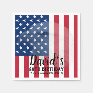 Veteran Bald Eagle & American Flag 80th Birthday Servet