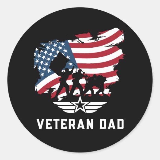 Veteran Dad Ronde Sticker (Voorkant)