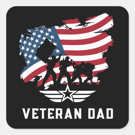 Veteran Dad Vierkante Sticker (Voorkant)