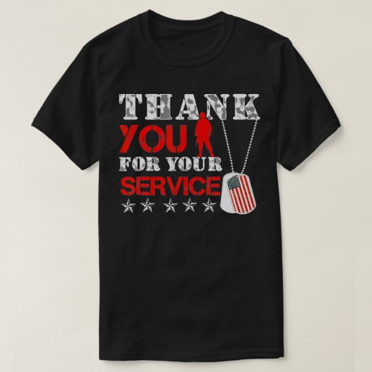 Veteran Dank u voor uw service Militaire Dog Ta T-shirt (Design voorkant)