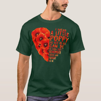 Veteran Day Lest we Vergeet Red Poppy Flower USA T-shirt