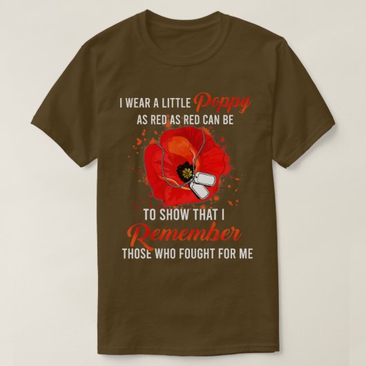 Veteran Day Lest we Vergeet Red Poppy Flower USA T-shirt (Design voorkant)