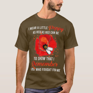 Veteran Day Lest we Vergeet Red Poppy Flower USA T-shirt