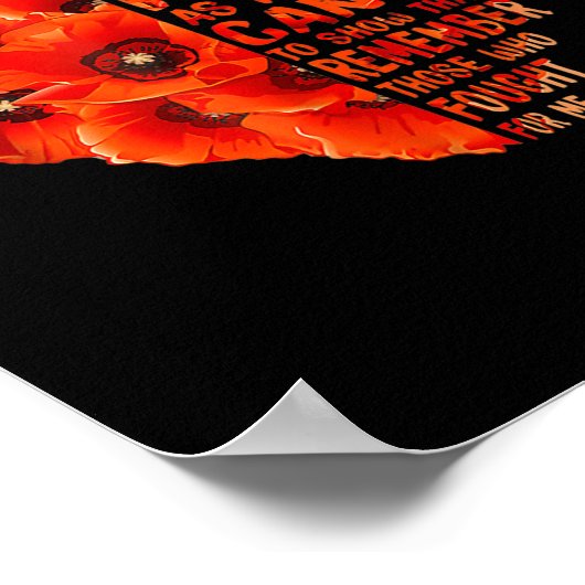 Veteran Day opdat we vergeten rode papaver bloem N Poster (Hoek)