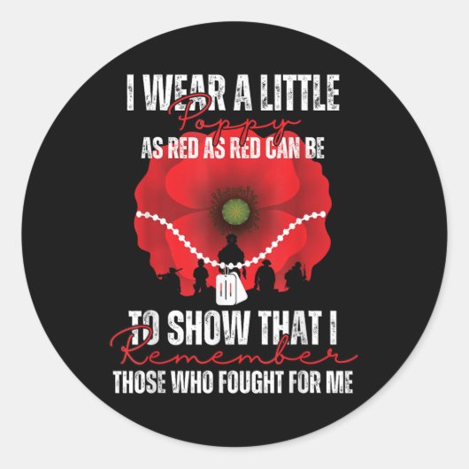 Veteran Day Red Poppy Flower Verenigde Staten Memo Ronde Sticker (Voorkant)