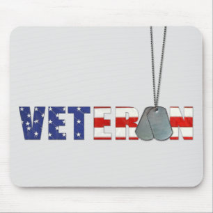 Veteran Dog-tags op grijs Muismat